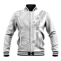 Personalised Samoa White Sunday Baseball Jacket Manuia le Aso Sa o Tamaiti Polynesian Plumeria LT14 Unisex White - Polynesian Pride