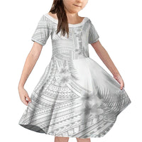 Personalised Samoa White Sunday Family Matching Mermaid Dress and Hawaiian Shirt Manuia le Aso Sa o Tamaiti Polynesian Plumeria LT14 Daughter's Dress White - Polynesian Pride