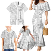 Personalised Samoa White Sunday Family Matching Mermaid Dress and Hawaiian Shirt Manuia le Aso Sa o Tamaiti Polynesian Plumeria LT14 - Polynesian Pride