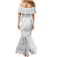 Personalised Samoa White Sunday Family Matching Mermaid Dress and Hawaiian Shirt Manuia le Aso Sa o Tamaiti Polynesian Plumeria LT14 - Polynesian Pride