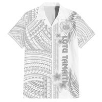 Personalised Samoa White Sunday Family Matching Off Shoulder Short Dress and Hawaiian Shirt Manuia le Aso Sa o Tamaiti Polynesian Plumeria LT14 Dad's Shirt - Short Sleeve White - Polynesian Pride