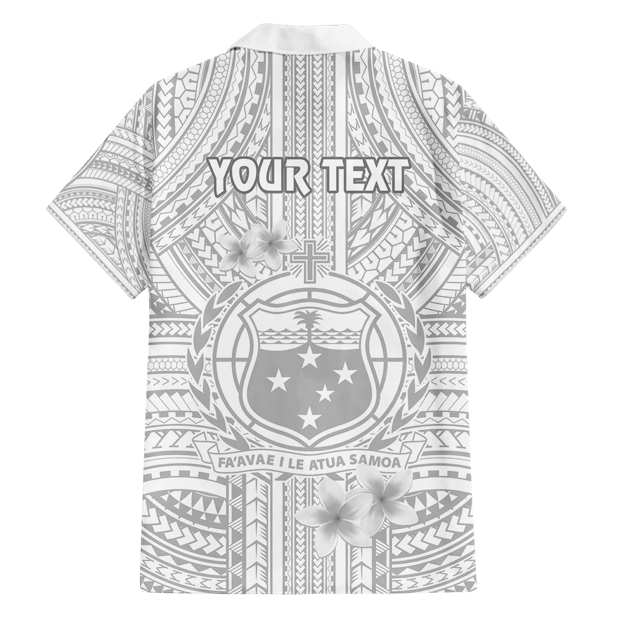 Personalised Samoa White Sunday Family Matching Off Shoulder Short Dress and Hawaiian Shirt Manuia le Aso Sa o Tamaiti Polynesian Plumeria LT14 - Polynesian Pride