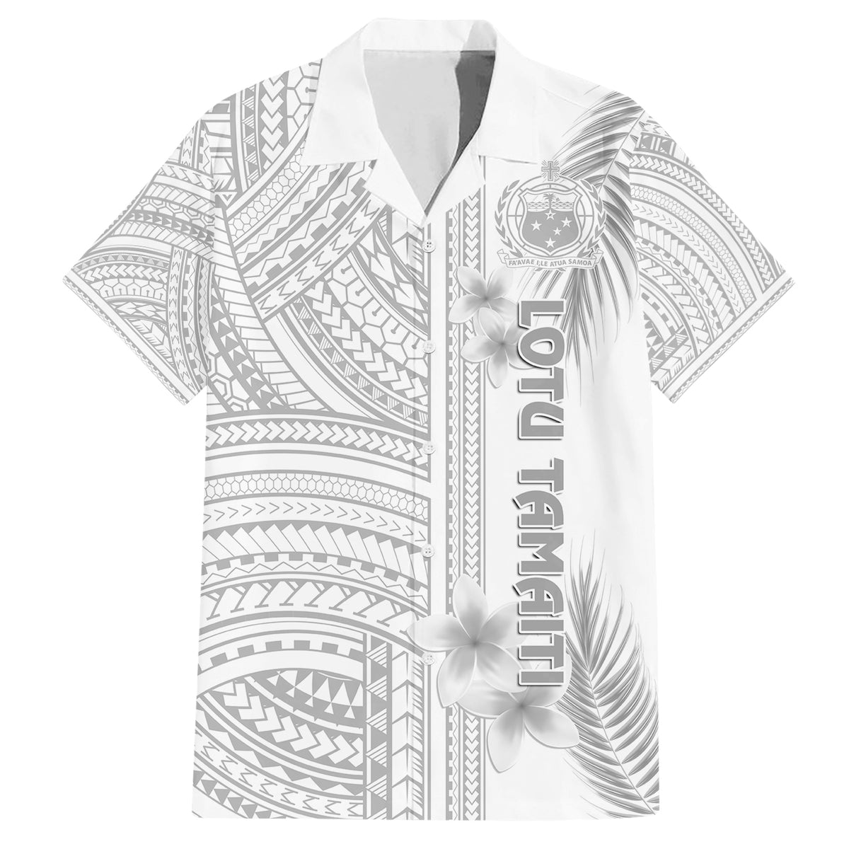 Personalised Samoa White Sunday Family Matching Short Sleeve Bodycon Dress and Hawaiian Shirt Manuia le Aso Sa o Tamaiti Polynesian Plumeria LT14 Dad's Shirt - Short Sleeve White - Polynesian Pride
