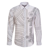 Personalised Samoa White Sunday Family Matching Short Sleeve Bodycon Dress and Hawaiian Shirt Manuia le Aso Sa o Tamaiti Polynesian Plumeria LT14 Dad's Shirt - Long Sleeve White - Polynesian Pride
