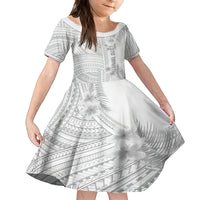 Personalised Samoa White Sunday Family Matching Summer Maxi Dress and Hawaiian Shirt Manuia le Aso Sa o Tamaiti Polynesian Plumeria LT14 Daughter's Dress White - Polynesian Pride