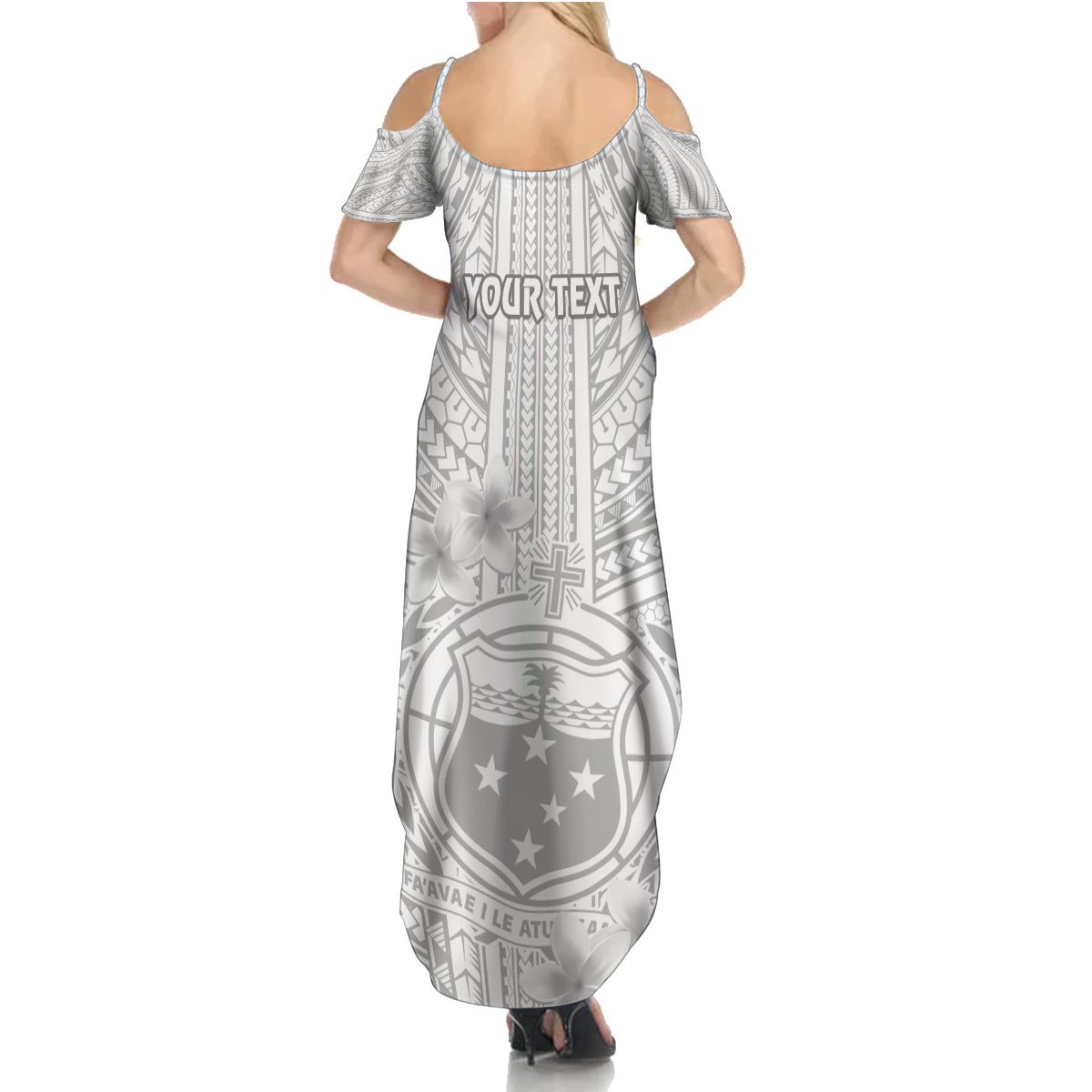 Personalised Samoa White Sunday Family Matching Summer Maxi Dress and Hawaiian Shirt Manuia le Aso Sa o Tamaiti Polynesian Plumeria LT14 - Polynesian Pride