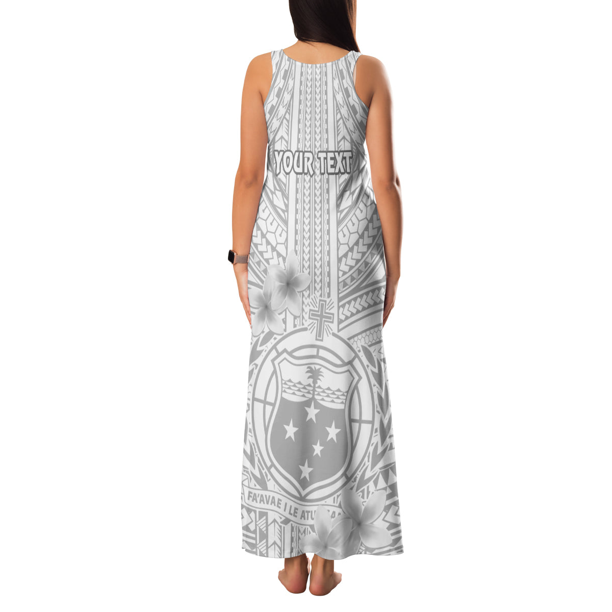 Personalised Samoa White Sunday Family Matching Tank Maxi Dress and Hawaiian Shirt Manuia le Aso Sa o Tamaiti Polynesian Plumeria LT14 - Polynesian Pride