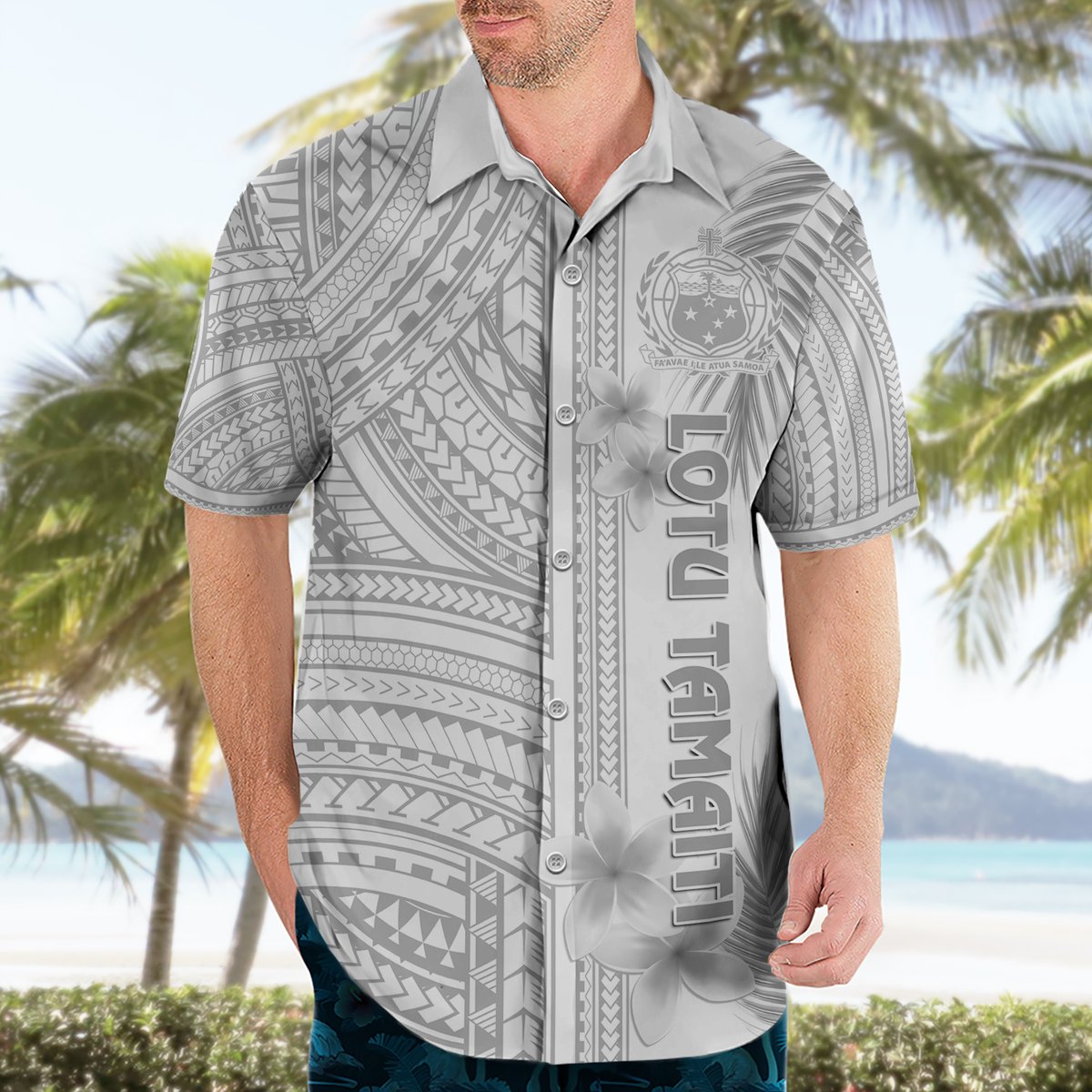 Personalised Samoa White Sunday Hawaiian Shirt Manuia le Aso Sa o Tamaiti Polynesian Plumeria LT14 - Polynesian Pride