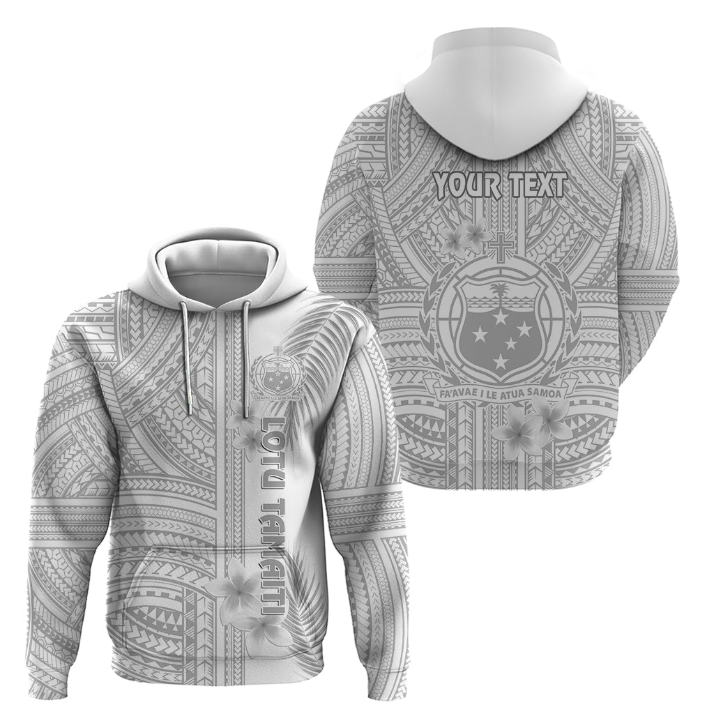 Personalised Samoa White Sunday Hoodie Manuia le Aso Sa o Tamaiti Polynesian Plumeria LT14 - Polynesian Pride