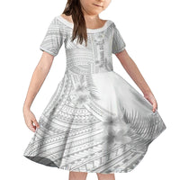 Personalised Samoa White Sunday Kid Short Sleeve Dress Manuia le Aso Sa o Tamaiti Polynesian Plumeria LT14 KID White - Polynesian Pride