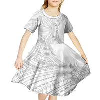 Personalised Samoa White Sunday Kid Short Sleeve Dress Manuia le Aso Sa o Tamaiti Polynesian Plumeria LT14 - Polynesian Pride