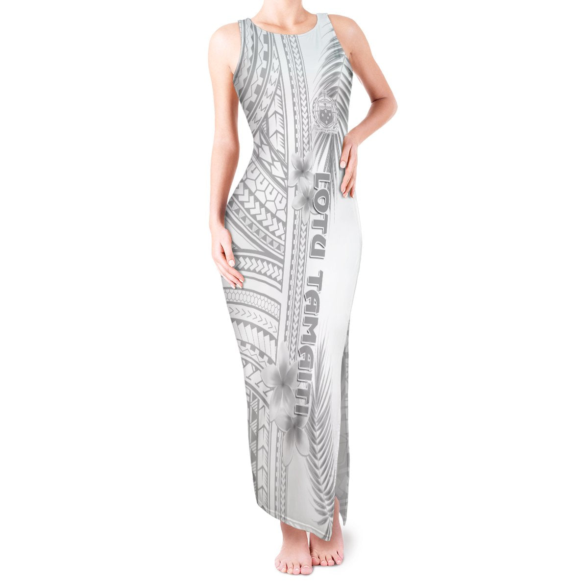 Personalised Samoa White Sunday Tank Maxi Dress Manuia le Aso Sa o Tamaiti Polynesian Plumeria LT14 Women White - Polynesian Pride
