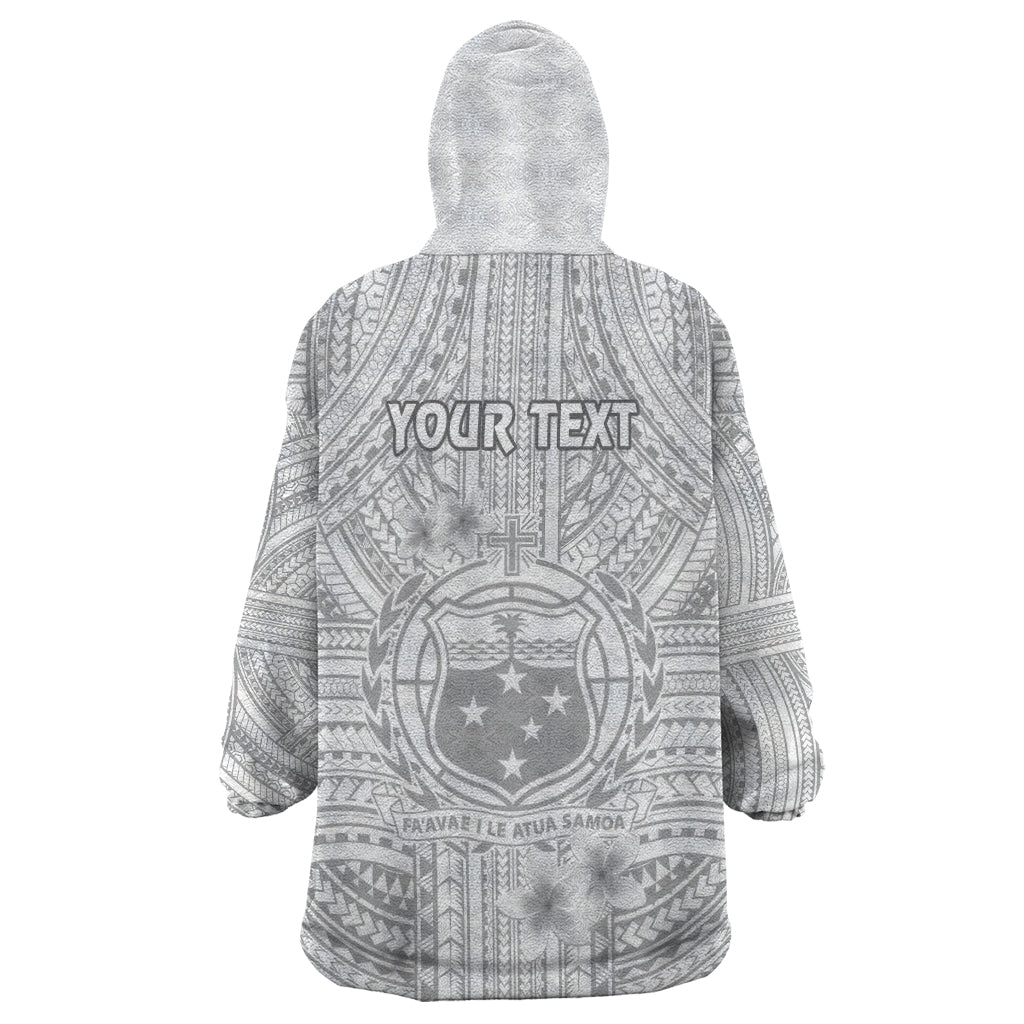 Personalised Samoa White Sunday Wearable Blanket Hoodie Manuia le Aso Sa o Tamaiti Polynesian Plumeria LT14 - Polynesian Pride