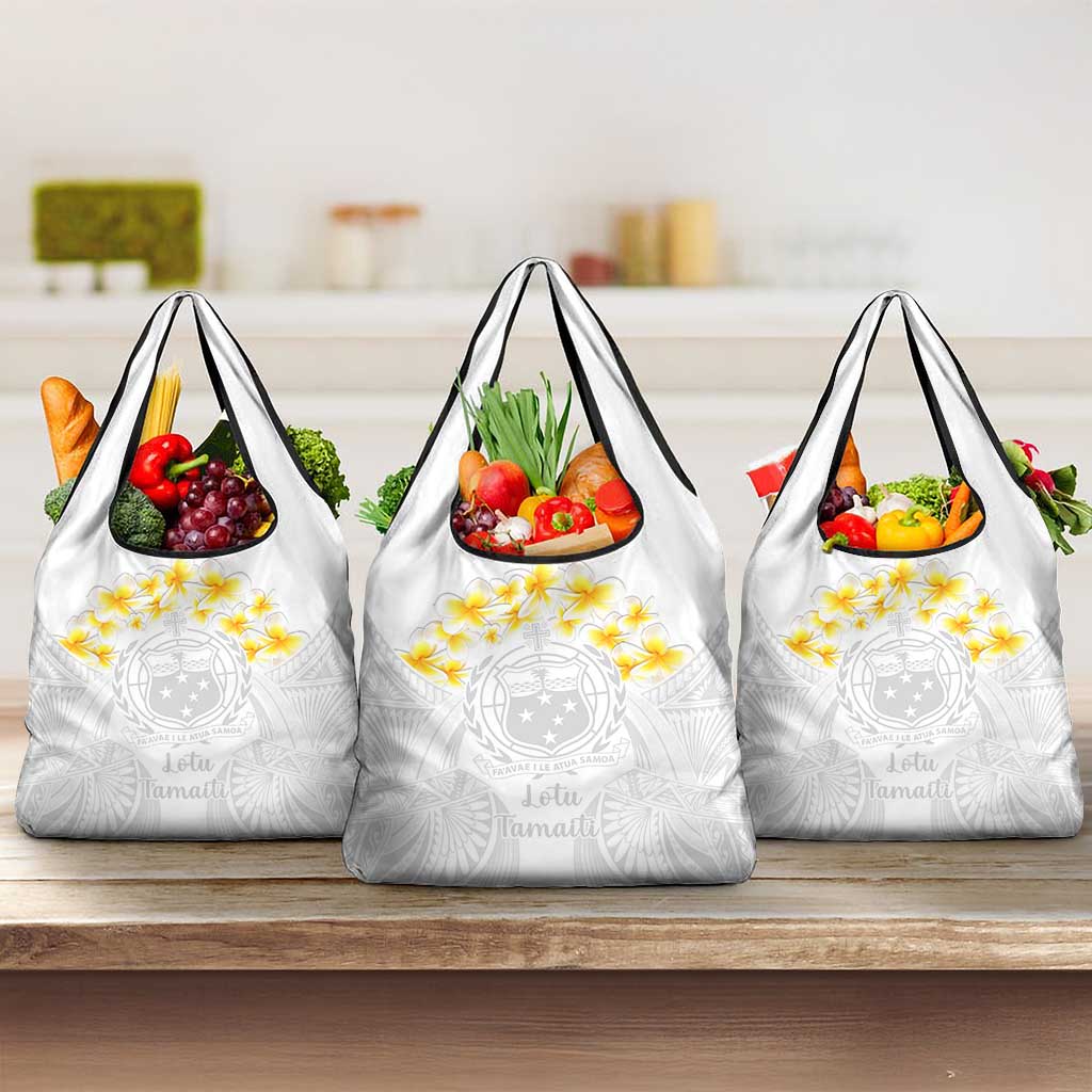 Samoa White Sunday Grocery Bag Lotu Tamaiti Coat Of Arms