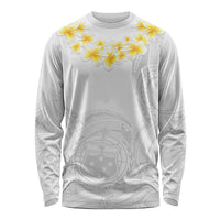 Samoa White Sunday Long Sleeve Shirt Lotu Tamaiti 2023 With Coat Of Arms LT14 Unisex White - Polynesian Pride