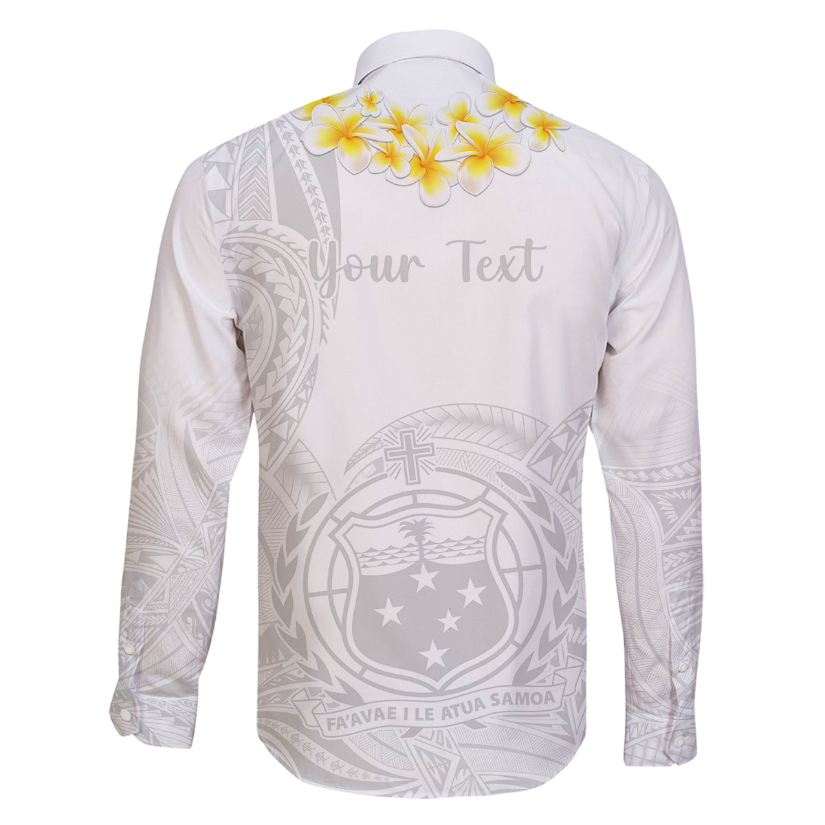 Personalised Samoa White Sunday Family Matching Off Shoulder Long Sleeve Dress and Hawaiian Shirt Lotu Tamaiti 2023 With Coat Of Arms LT14 - Polynesian Pride