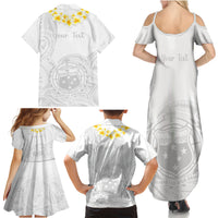 Personalised Samoa White Sunday Family Matching Summer Maxi Dress and Hawaiian Shirt Lotu Tamaiti 2023 With Coat Of Arms LT14 - Polynesian Pride