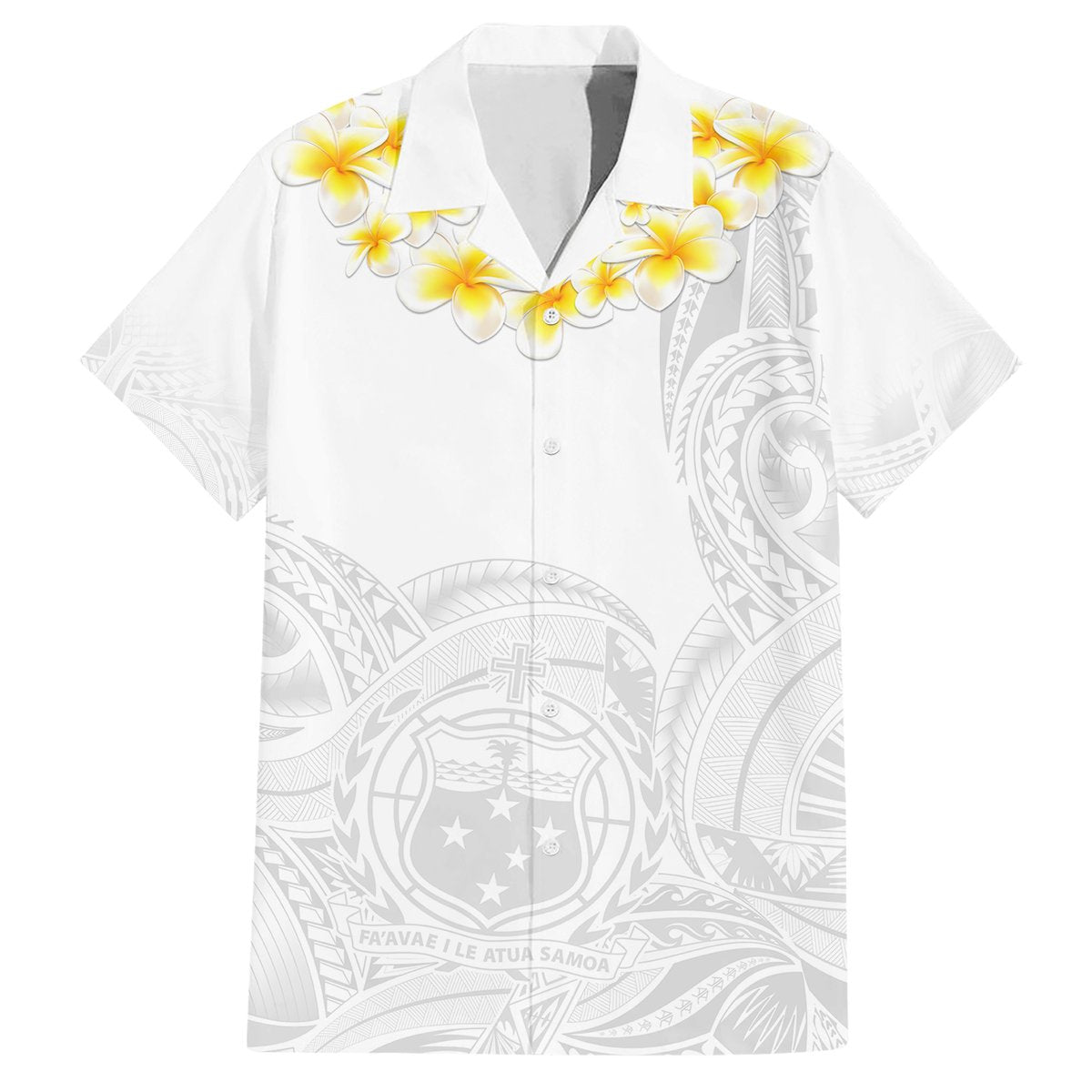 Personalised Samoa White Sunday Hawaiian Shirt Lotu Tamaiti 2023 With Coat Of Arms LT14 White - Polynesian Pride