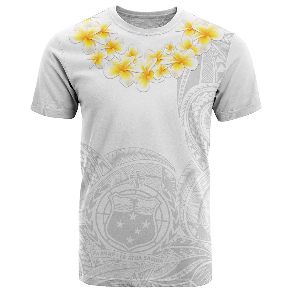 Personalised Samoa White Sunday T Shirt Lotu Tamaiti 2023 With Coat Of Arms LT14 White - Polynesian Pride