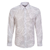 Polynesia White Sunday Family Matching Tank Maxi Dress and Hawaiian Shirt Polynesian Pattern With Tropical Flowers LT14 Dad's Shirt - Long Sleeve White - Polynesian Pride