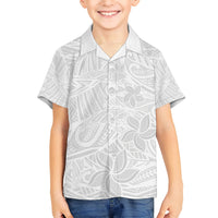 Polynesia White Sunday Kid Hawaiian Shirt Polynesian Pattern With Tropical Flowers LT14 Kid White - Polynesian Pride