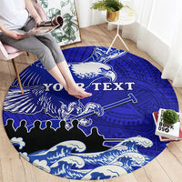 Personalised American Samoa Fautasi Race Round Carpet Eagle With Polynesian Pattern LT14 - Polynesian Pride
