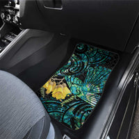 New Zealand Fantail Bird Car Mats Maori Piwakawaka Kowhai - Paua Shell Pattern LT14 - Polynesian Pride