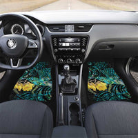 New Zealand Fantail Bird Car Mats Maori Piwakawaka Kowhai - Paua Shell Pattern LT14 Set 2pcs - Front Green - Polynesian Pride