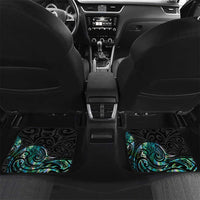 New Zealand Fantail Bird Car Mats Maori Piwakawaka Kowhai - Paua Shell Pattern LT14 Set 2pcs - Back Green - Polynesian Pride