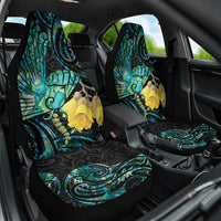 New Zealand Fantail Bird Car Seat Cover Maori Piwakawaka Kowhai - Paua Shell Pattern LT14 One Size Green - Polynesian Pride