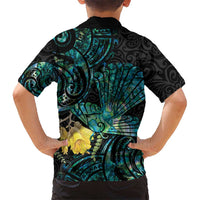 New Zealand Fantail Bird Hawaiian Shirt Maori Piwakawaka Kowhai - Paua Shell Pattern LT14 - Polynesian Pride