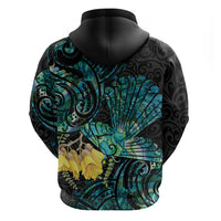 New Zealand Fantail Bird Hoodie Maori Piwakawaka Kowhai - Paua Shell Pattern LT14 - Polynesian Pride