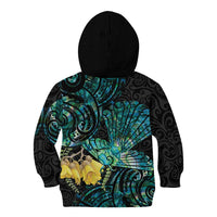 New Zealand Fantail Bird Kid Hoodie Maori Piwakawaka Kowhai - Paua Shell Pattern LT14 - Polynesian Pride