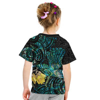 New Zealand Fantail Bird Kid T Shirt Maori Piwakawaka Kowhai - Paua Shell Pattern LT14 - Polynesian Pride