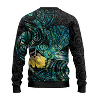 New Zealand Fantail Bird Ugly Christmas Sweater Maori Piwakawaka Kowhai - Paua Shell Pattern LT14 - Polynesian Pride