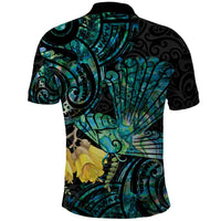 New Zealand Fantail Bird Polo Shirt Maori Piwakawaka Kowhai - Paua Shell Pattern LT14 - Polynesian Pride