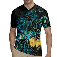 New Zealand Fantail Bird Rugby Jersey Maori Piwakawaka Kowhai - Paua Shell Pattern LT14 - Polynesian Pride