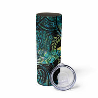 New Zealand Fantail Bird Skinny Tumbler Maori Piwakawaka Kowhai - Paua Shell Pattern LT14 - Polynesian Pride