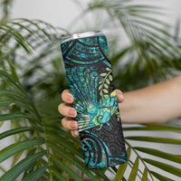New Zealand Fantail Bird Skinny Tumbler Maori Piwakawaka Kowhai - Paua Shell Pattern LT14 - Polynesian Pride
