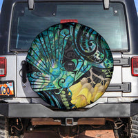 New Zealand Fantail Bird Spare Tire Cover Maori Piwakawaka Kowhai - Paua Shell Pattern LT14 Green - Polynesian Pride