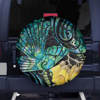 New Zealand Fantail Bird Spare Tire Cover Maori Piwakawaka Kowhai - Paua Shell Pattern LT14 - Polynesian Pride