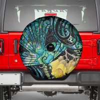 New Zealand Fantail Bird Spare Tire Cover Maori Piwakawaka Kowhai - Paua Shell Pattern LT14 - Polynesian Pride