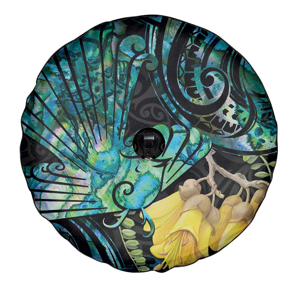 New Zealand Fantail Bird Spare Tire Cover Maori Piwakawaka Kowhai - Paua Shell Pattern LT14 - Polynesian Pride