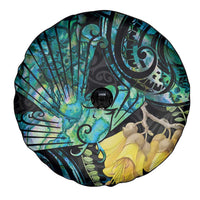 New Zealand Fantail Bird Spare Tire Cover Maori Piwakawaka Kowhai - Paua Shell Pattern LT14 - Polynesian Pride