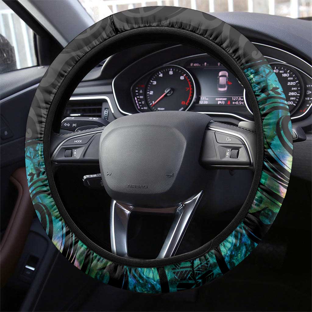 New Zealand Fantail Bird Steering Wheel Cover Maori Piwakawaka Kowhai - Paua Shell Pattern LT14 - Polynesian Pride