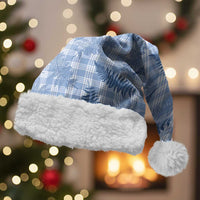 Blue Palaka Hawaii Palapalai Christmas Santa Hat Hawaiian Fern - Polynesian Pride