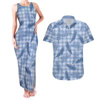 Blue Palaka Hawaii Palapalai Couples Matching Tank Maxi Dress and Hawaiian Shirt Hawaiian Fern LT14 Blue - Polynesian Pride