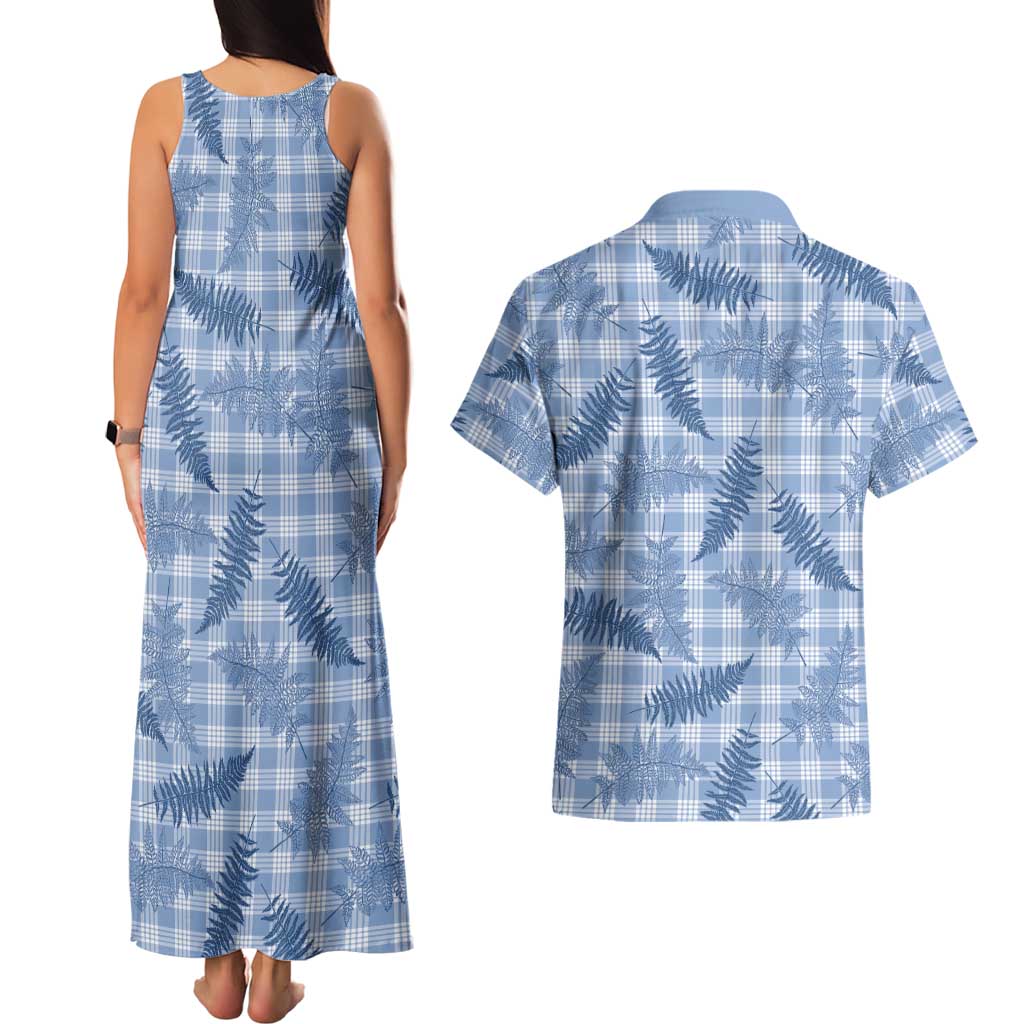 Blue Palaka Hawaii Palapalai Couples Matching Tank Maxi Dress and Hawaiian Shirt Hawaiian Fern LT14 - Polynesian Pride