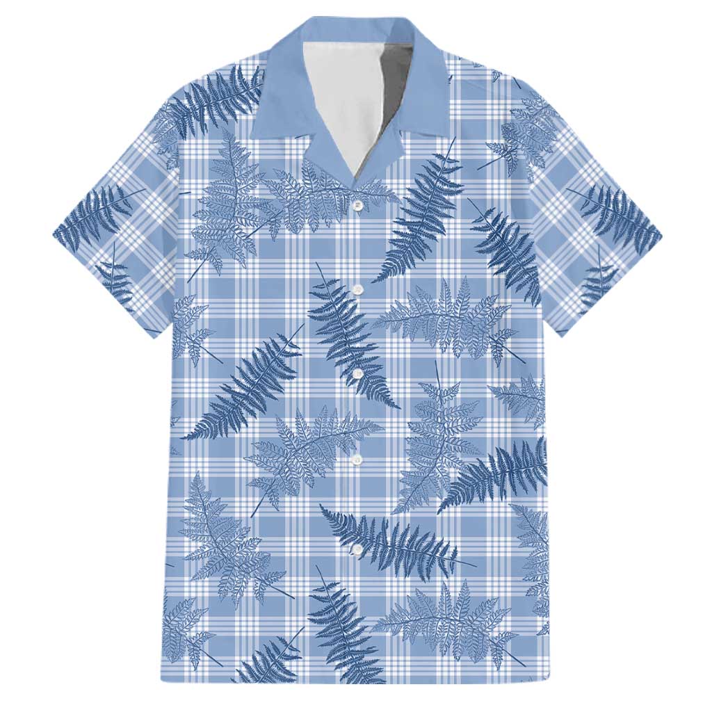 Blue Palaka Hawaii Palapalai Family Matching Long Sleeve Bodycon Dress and Hawaiian Shirt Hawaiian Fern LT14 Dad's Shirt - Short Sleeve Blue - Polynesian Pride