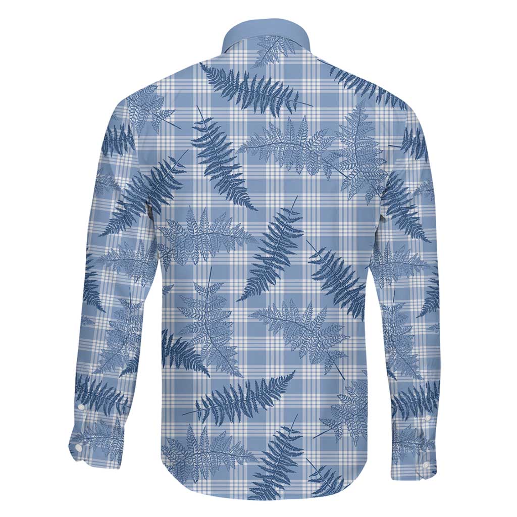 Blue Palaka Hawaii Palapalai Family Matching Long Sleeve Bodycon Dress and Hawaiian Shirt Hawaiian Fern LT14 - Polynesian Pride